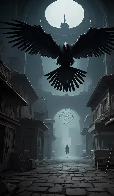 (dark magic), (grim), the raven, (intricate details), (hyperdetailed), 8k hdr, high detailed, lot of details, high quality, soft cinematic light, dramatic atmosphere, atmospheric perspective