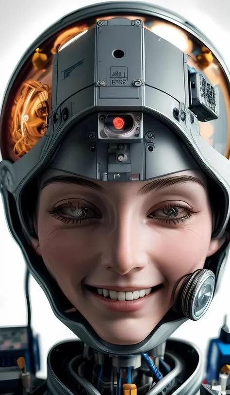 portrait512 Cyborg512 Tay512, electronics, motors, wires, buttons, lcd <lora:add_detail:2>