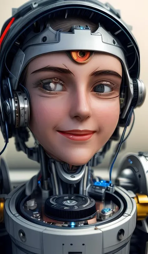 portrait512 Cyborg512 Tay512, electronics, motors, wires, buttons, lcd <lora:add_detail:2>
