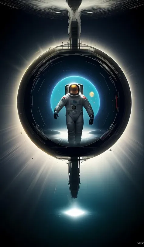 infrared concept art by craig mullins astronaut holds a black hole in his hands in futuristic dark and empty spaceship underwater. complex and hyperdetailed technical suit. mandelbulb fractal. reflection and dispersion materials. rays and dispersion of light. volumetric light. 5 0 mm, f / 3 2. noise film photo. flash photography. octane render. interstellar movie art,<lora:add_detail:0.5> <lora:more_details:0.25> <lora:20230530123038:0.25>