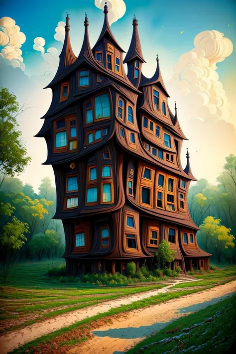 (Award Winning Painting:1.3) of gothbuilding style, Architectural digest photo of a maximalist house