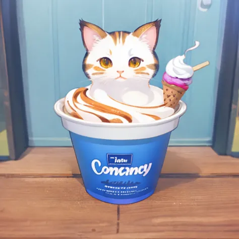 a cat in a ice cream,  <lyco:[LoHa] Hanaya è±å±  ã¯ãªã Concept:0.7>, flatflower, ice_cream_cone