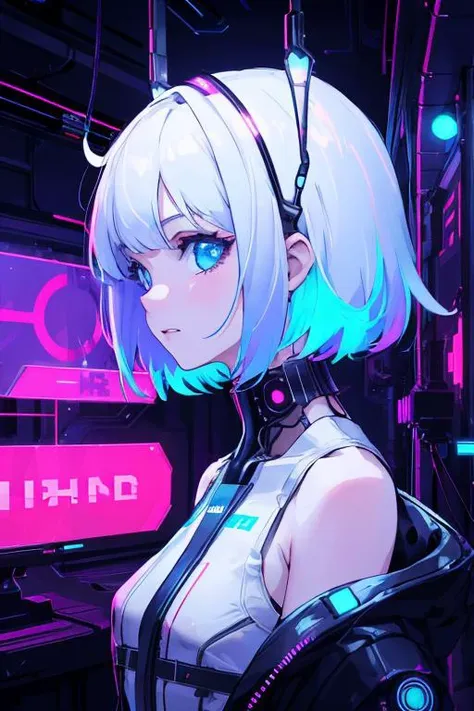 (8K, Masterpiece), A girl, cyberpunk, psychedelic neon light,