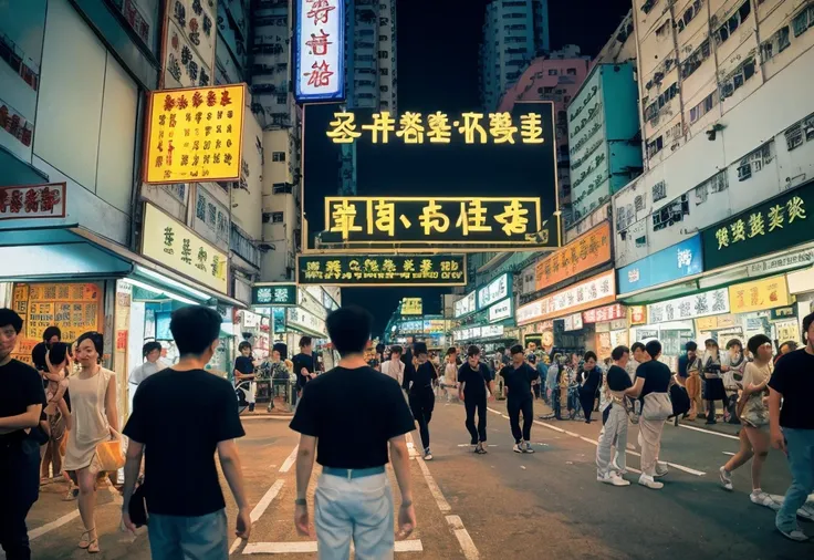 masterpiece, best quality,film grain, high saturation,realistic, scenery, city,street,night,hong kong,
