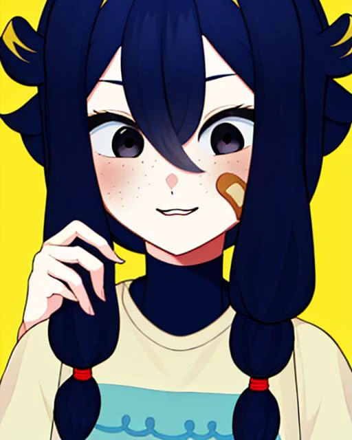 1girl,<lora:CrayonVT_v2_00010:1>,crayonvt,solo,portrait,simple background,upper body,shirt,yellow shirt,sample color shirt