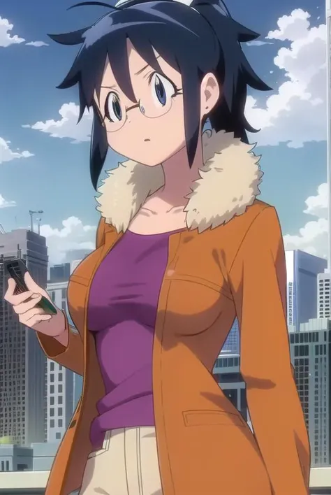 akihinata, <lora:aki hinata movie-lora-nochekaiser:1>,
aki hinata, long hair, blue hair, ponytail, glasses, (black eyes:1.3),
BREAK jacket, brown jacket, fur trim, long sleeves, shirt, purple shirt, collarbone, pants, black pants,
BREAK outdoors, city, sun, sky, clouds, buildings, people, crowd,
BREAK looking at viewer, (cowboy shot:1.5),
BREAK <lyco:GoodHands-beta2:1>, (masterpiece:1.2), best quality, high resolution, unity 8k wallpaper, (illustration:0.8), (beautiful detailed eyes:1.6), extremely detailed face, perfect lighting, extremely detailed CG, (perfect hands, perfect anatomy),