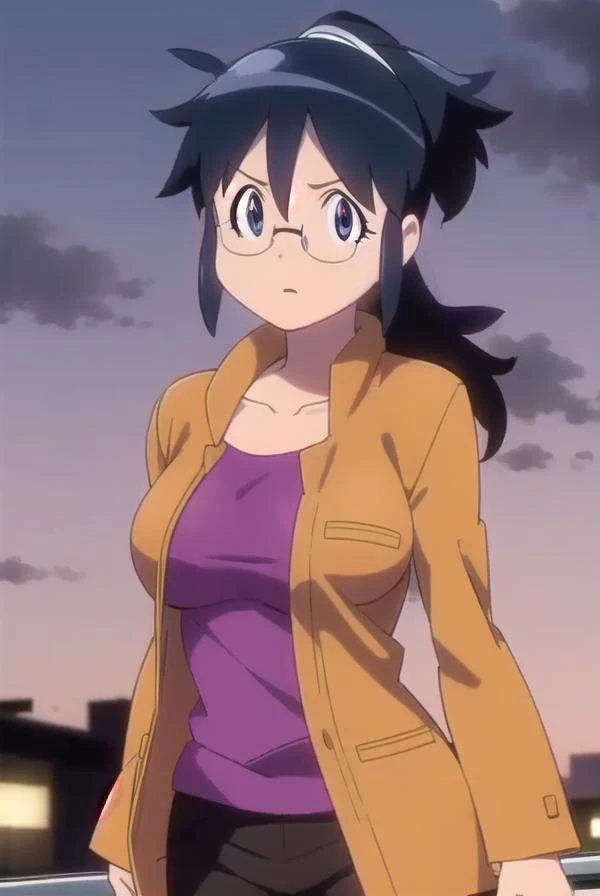 akihinata, <lora:aki hinata movie-lora-nochekaiser:1>,
aki hinata, long hair, blue hair, ponytail, glasses, (black eyes:1.3),
BREAK jacket, brown jacket, fur trim, long sleeves, shirt, purple shirt, collarbone, pants, black pants,
BREAK outdoors, city, sun, sky, clouds, buildings, people, crowd,
BREAK looking at viewer, (cowboy shot:1.5),
BREAK <lyco:GoodHands-beta2:1>, (masterpiece:1.2), best quality, high resolution, unity 8k wallpaper, (illustration:0.8), (beautiful detailed eyes:1.6), extremely detailed face, perfect lighting, extremely detailed CG, (perfect hands, perfect anatomy),