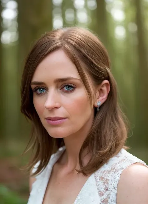 portrait of skswoman, relieved , wearing formal wear , with Wispy bangs , background mushroom forest, epic (photo, studio lighting, hard light, sony a7, 50 mm, matte skin, pores, colors, hyperdetailed, hyperrealistic), <lyco:Emily Blunt:1.0>