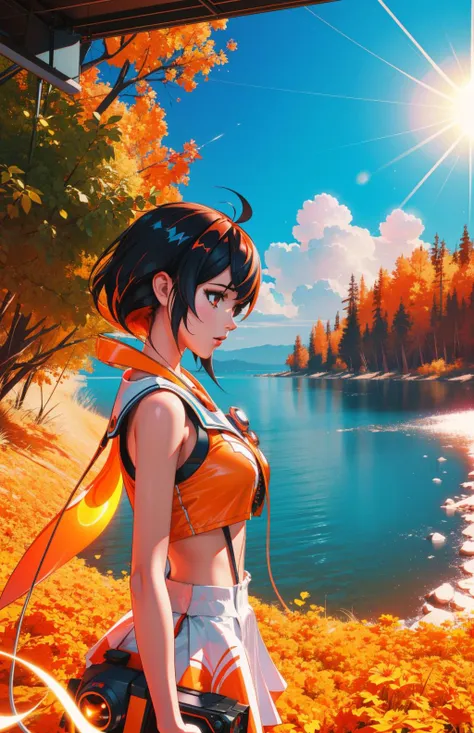 1girl, 8k Octane render, electric orange field and lake, award winning, shot from side of a ([Russian Blue Cat:Projectors:5]:1.3) , the Projectors is very [Spiritual|Scaly] and Gloomy, Friendly Taiga in background, Hurricane, Sharp and in focus, Illustration, Dark and Gritty, Yume Kawaii, Sun Rays, F/8, anaglyph effect, dynamic composition, fluorescent orange outlines, extremely hyper aesthetic, Flickr