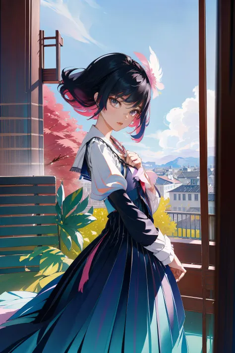 1girl, grand Photograph, intricate background, overhead angle of a Lo-Fi Unconventional all-american ([Boat:Floating hotel:3]:1.3) , it is covered in Feathers, it is in a D&D setting, background is Revolting Skyscraper, lush garden and mountains, at Sunset, Panorama, surrealism art, (art by Esther Rolick:1.0) , (Louis Majorelle:1.2) , (John Watkiss:1.0) , (Atelier Olschinsky:1.2) , Energetic, Mannerism Art, moody lighting, Cinematic, Ilford FP4 125, L USM, Instax, Impressionism, Black splash, absurdres, arthouse, small brush strokes