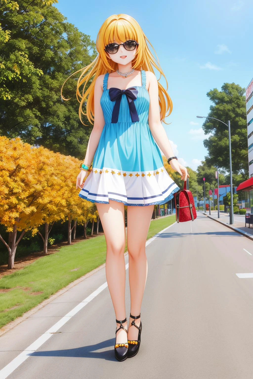 1girl, "Walking on sunshine, woah.", it is very Unforgettable and Radiant