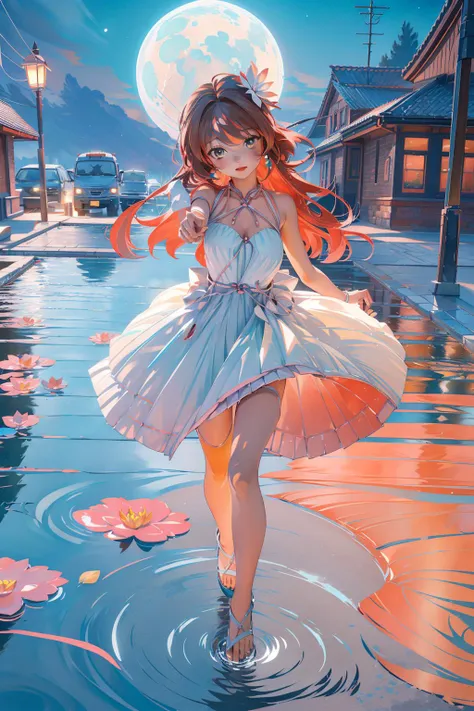 1girl, detailed Redshift render, masterpiece, landscape of a Shiny Soft ([Grand Teton National Park|Maras Salt Ponds]:1.3) from inside of a Meknes, Textile flower field and city street, Moon in the night, Tranquil, Industrial Art, hair light, Depth of field 100mm, Mint green hue, symbolism, geometric patterns, unreal engine, trending on CGSociety, (designed by Charles Ginner:0.9)