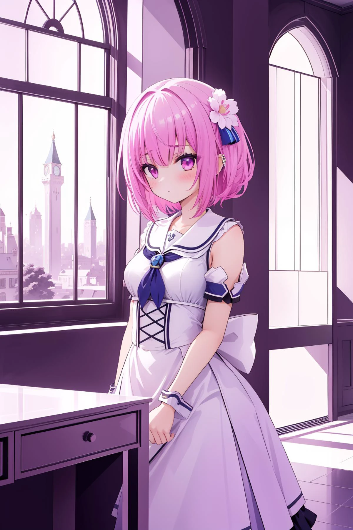 1girl, 8k Color splash, K-pop, best quality, landscape of a Radiant Narrative ([Piercing studio|El Castillo]:1.3) from inside of a University, Vintage cityscape with Peony, Clear skies, Anime screencap, Guilty, Sunlight, F/5, High Contrast, sfumato, Ebru, beautiful, absurdres, (designed by Jonathan Meese:0.9)