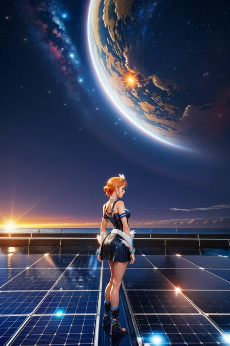 1girl, epic Octane render, masterpiece, ground level shot of a Artistic Morbid ([Mouse:Ginger Rogers:5]:1.3) , from inside of a Blue Solar power station, crowded vegetation and Cassiopeia constellation in background, Smoky Conditions, deep focus, Lonely, Pointillism, Indirect light, F/2.8, psychedelic colors, made of Feathers, Luminous trails, photolab, adobe lightroom