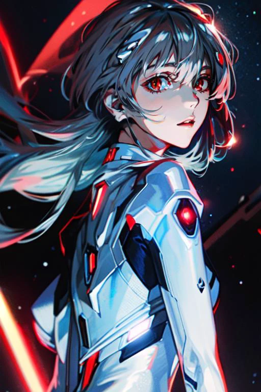 highly insanely detailed, masterpiece, top quality, best quality, highres, 4k, 8k, RAW photo, (very aesthetic, beautiful and aesthetic), 1girl, brown eyes, looking at viewer, parted lips,
upper body,
expressionless,
long_hair, starry_sky, bodysuit, ayanami_rei, solo, night_sky, red_eyes, breasts, white_bodysuit, pilot_suit, bangs, light_particles, interface_headset,
<lora:Hamabe Minami_v10:0.5>