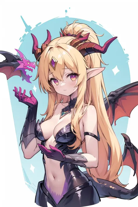 (masterpiece),best quality,upper_body,highres,<lora:dragon_sorceress_zyra-000018:0.75>,dragon sorceress zyra,dragon girl,dragon horns,tail,wings