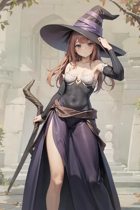 masterpiece,best quality,<lora:sorceressDragonsCrown_v10_2:0.75>,sorceress,witch hat,witch dress,