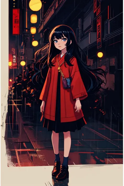 1girl, ilya kuvshinov, john singer sargent, anime illustration of a japanese girl with long hair and bangs wearing a red shirt standing in the rain at night by greg rutkowski!, anime key visual, pixiv top GTA cover art, trending on Artstation, cinematic, danbooru, zerochan art!!!, intricate, fine detail!!, golden ratio!! minimalism!!, flat colors! cell shaded! 4K drawing!!, smooth, sharp focus, <lora:lcm-lora-sdv1-5:0.7>