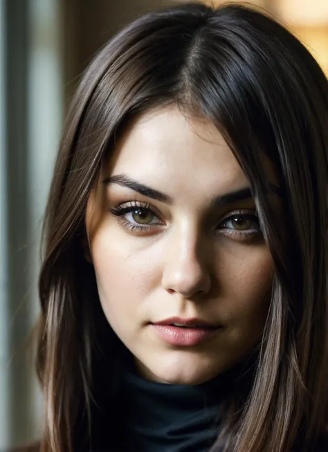 A stunning intricate full color portrait of (sks woman:1), wearing a black turtleneck, epic character composition, by ilya kuvshinov, alessio albi, nina masic, sharp focus, natural lighting, subsurface scattering, f2, 35mm, film grain, <lora:lora_sasha_v1_from_v1_160:1>
