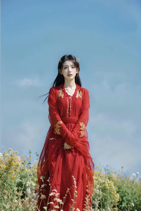 Best Quality,Masterpiece,Ultra High Resolution,(Realisticity:1.4),Original Photo,
1girl,fullbody,<lora:hongqun:0.8>,in a meadow,