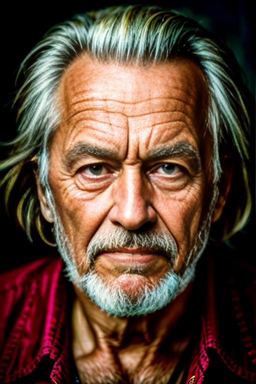A close up of a man with a beard and a red shirt - SeaArt AI