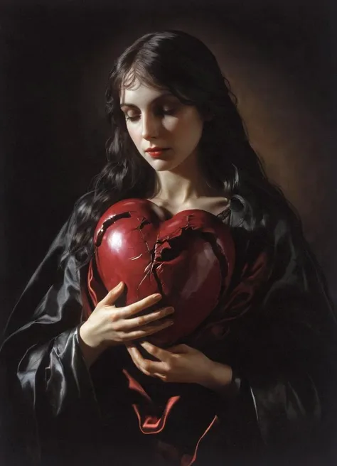 (angel:1.2) holding a human heart  <lora:abycrimvisoXL:0.8> abycrimviso, acrvi1 <lora:NicolaSamoriXL:0.8>, subsurface scattering, Photorealistic, Hyperrealistic, analog style, realistic, film photography, soft lighting, heavy shadow