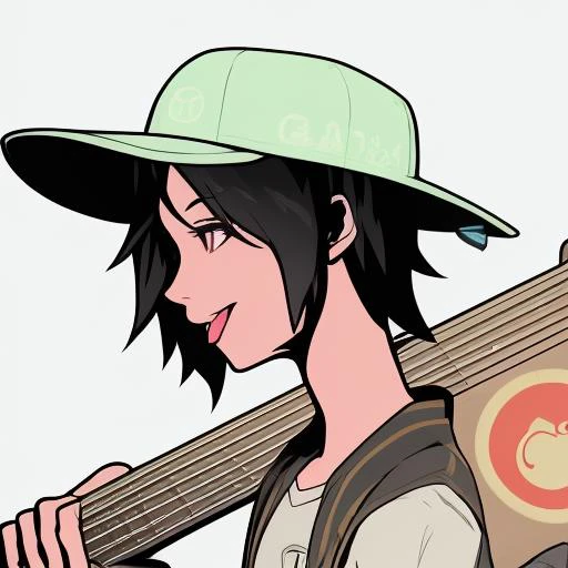 <hypernet:azukihypernetwork:1>a cat,acoustic_guitar, baseball_cap, bass_guitar, black_hair, electric_guitar, gradient, gradient_background, grey_background, guitar, hat, holding_instrument, instrument, keyboard_\(instrument\), music, playing_instrument, plectrum, red_eyes, red_headwear, short_hair, solo, tongue, tongue_out, upper_body