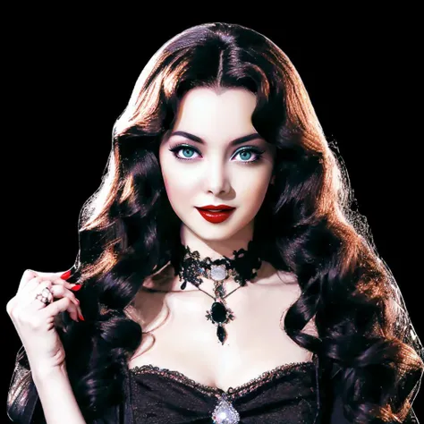 mort1cjon,(pixiv fanbox, official art, trending on artstation, divine),Carolyn Jones,Morticia Addams,1girl,((bust portrait)),solo, long hair, black hair, (green eyes:1.1),lolita_dress,(outdoors,graveyard:1.2),night,full moon,detailed background, <lora:Carolyn Jones - Morticia Addams:.6>, <lora:lolitaFashionDress_gothic_style2:.6>