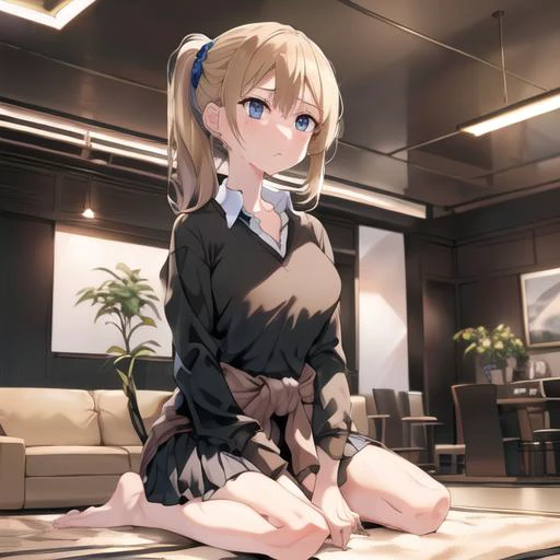 Tanya degurechaff, nude, no pants, military dress, pussy, nice, boardroom, 1girl, solo, masterpiece
