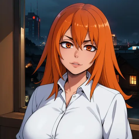 Best_QualityPos, RAW photo, intricate details, best quality, 8k uhd, soft lighting, 1girl, solo, eft_nagatoro_orange, long hair, orange hair, orange eyes, white collared shirt  <lora:eft_nagatoro_orange:0.6>