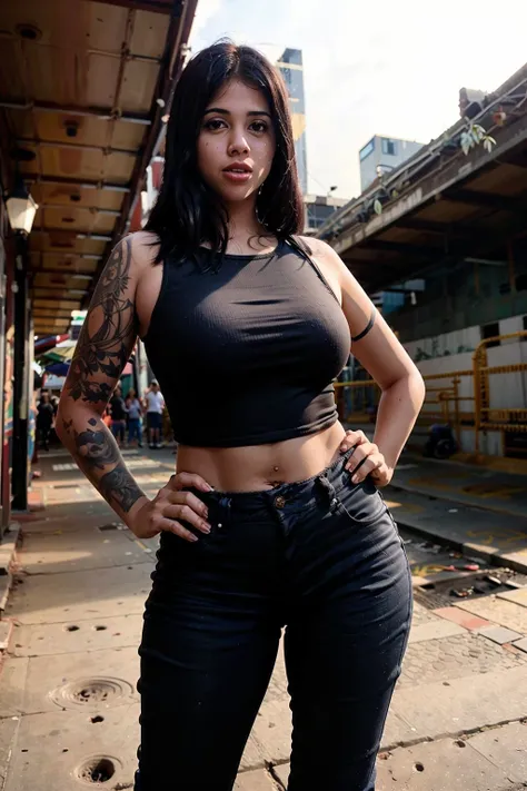 candid photo of a woman, wearing crotchless pants, upper body, wasteland, low key lighting, bounced lighting, eye level, <lora:YorgelisCarrillo:1>