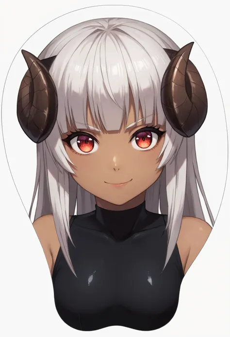 zPDXL, 1girl, solo, BREAK
felm, horns, dark-skinned female, 
bodysuit, elbow gloves, 
 mousepad \(medium\), upper body, cropped torso, white background,
<lora:latex-princess-ot6-1560:0.8>  <lora:felm-pony-kohya10-000009:0.8> <lora:concept_mousepad_ponyXL:0.8>