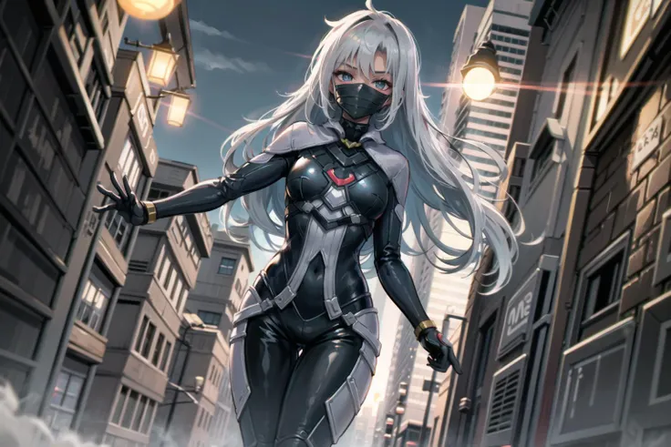 1girl, silver hair,long hair,faceless,batman suit,mask,gotham city,fog,searchlight,
,a \(xenoblade\),
<lora:A-v1.0-000020_0.4:1>