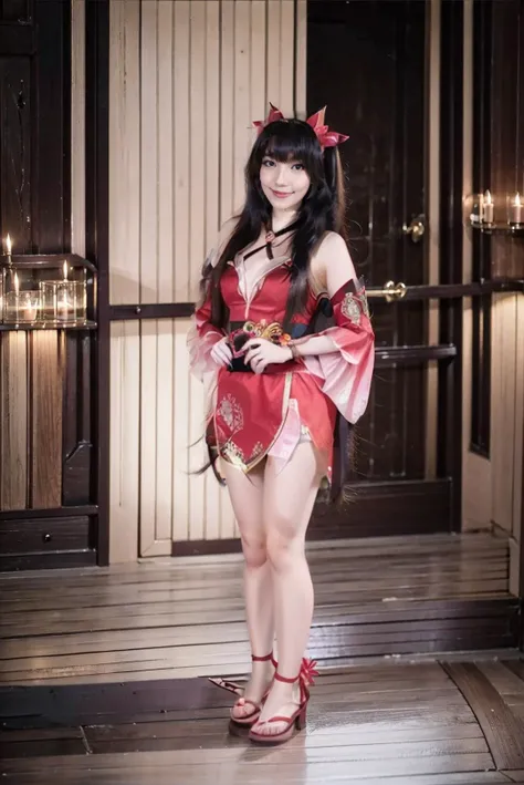 ((full body:1.5)), ((best quality)), ((masterpiece)), (realistic), (hyperdetailed), (HDR10+), (photorealistic), niken wearing sparkle cosplay costume, sexy, sexy pose, spreading thighs, lustful smile, perfect female body, open legs, extreme delicate beautiful, looking at camera, outdoors, nighttime, dream land, fireworks, planet of festivities, <lora:JV1_ChillMix:0.6> niken, javanese, nkftnh, 1girl, solo, woman, young girl, petite girl, short girl, small breast, small hips, slim body, red eyes, skinny, two high pigtails, bangs, <lora:Honkai_StarRail_Sparkle_costplay_costume_v1:0.7> sparkle cosplay costume, cosplay, twintails, dress, detached sleeves, bell, single glove, hair ornament, bare shoulders, sandals, fox mask, mask on head