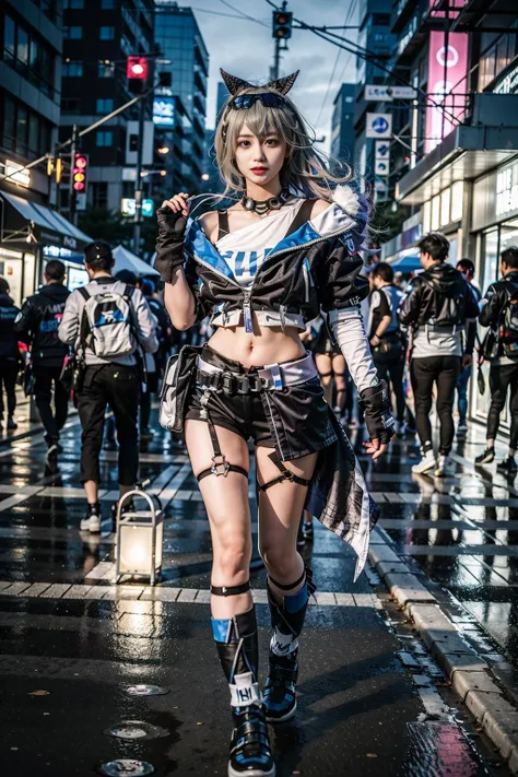 ((((7+girls)))), ((All Light Blue Leather Fashion))))), (Masterpiece)))), (Highest quality))))(16K)))), (Detailed description)))), (High contrast)))))), (Japan people), ())), 18 years old, ( Boyish)))), ((((Erotic)))), (Wild)))), (Super tall)), (Super big breasts))))), (Looking at the camera), (Full body)), (Light blue hair))))), (Standing figure)))), (Professional Lighting))))), (Moonlight), (Tokyo)