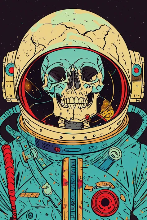 masterpiece,best quality,<lora:tbh56-:1>,Skull,astronaut,colorful,