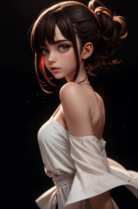 a 20 yo girl, dreaming,blushed,(pale skin), (mid-long light brown hair),loose shirt,perky,medium breasts,((madison beer:0.3), (barbara palvin:0.3), (karlie kloss:0.4)),(hi-top fade:1.3),black background,desaturated background,bokeh,dark theme,soothing tones,muted colors,high contrast,(natural skin texture, hyperrealism, soft red light from a side, sharp),(close-up shot) artistic photoshoot,(open shoulders:1.2),(black cloth hides breasts:1.2) <lora:exposure_control_v10:-0.4> <lora:light_slider_v10:-3.4>