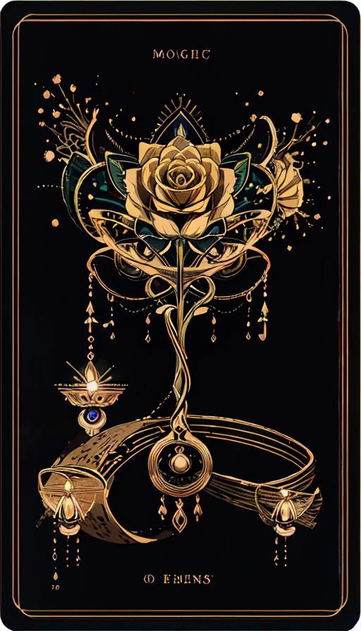 realistic, (best quality, masterpiece:1.3), golden rose ,soul card, line, light particles, no humans, <lora:soulcard:0.8>