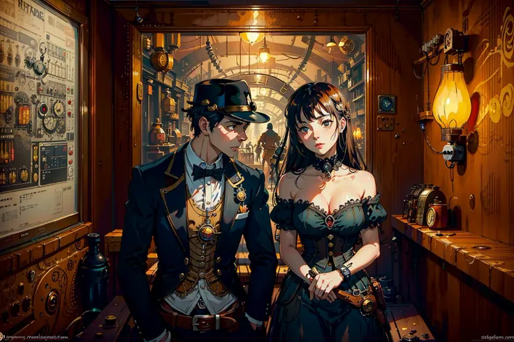steampunkai lover couple at home
