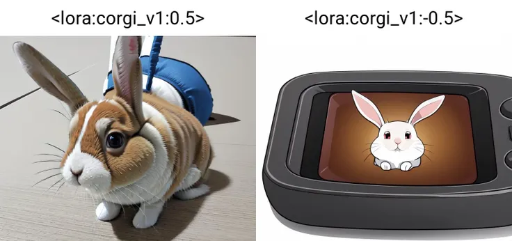 (rabbit:1.2),  <lora:corgi_v1:0.5>, (no humans:1)