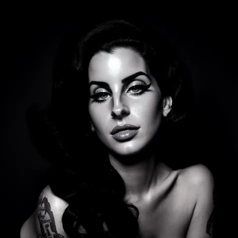 In the realm of photography, capture Amy Winehouse's essence. A wide-angle lens (24mm) is used to frame her in a candid moment backstage, amidst her artistic chaos – a blend of music sheets, wine bottles, and vinyl records. The monochromatic palette evokes a sense of timelessness. Her melancholic gaze is juxtaposed against the vibrant chaos, creating a powerful visual contrast. Natural lighting streams through a half-open curtain, adding an intimate atmosphere to the scene.