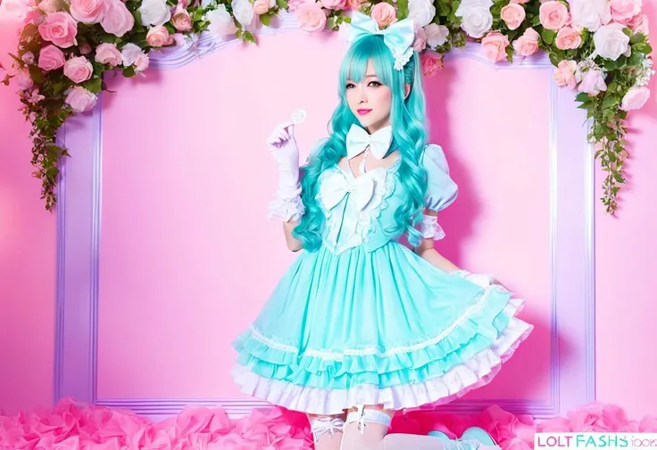 (kawaii, cute, tafashion:1), (cyan magical girl, long hair, multicolored hair:1.2), (pastel frilly lolishion dress:1.2), (lace gloves, multilayered dress:1), (shiny glossy gradient clothing:1.3), soft lighting, (cute shoes, lolitafan shoes, shoes focus, bobby socks:1.2), (many frills, many big bows, lace:1.3), (glossy lips, kawaii makeup:1.2), (happy smile:1), (sitting on pink sofa:1.3), (sparkling hair, sparkling clothes, sparkling eyes:1.1),