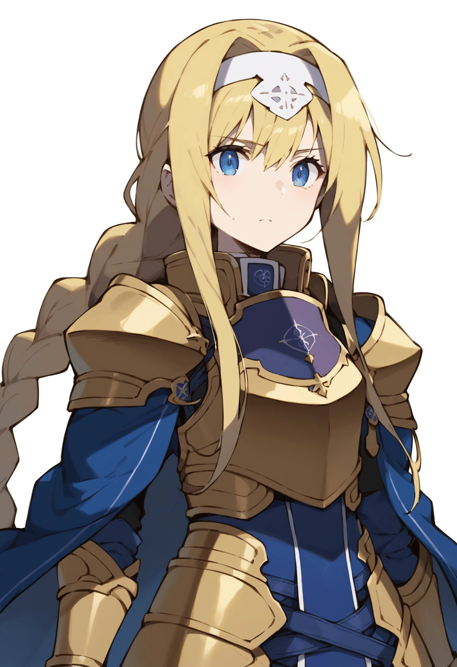 <lora:PONY-ç»-Pokemon:0.7> ,score_9, score_8_up, score_7_up,pokemon pokemon_(anime),solo,1girl, <lora:alice-zuberg-ponyxl-lora-nochekaiser:0.8>,alice zuberg, bangs, blue eyes, blonde hair, hair between eyes, very long hair, braid, hairband, white hairband,dress, cape, armor, blue dress, shoulder armor, gauntlets, pauldrons, breastplate, armored dress, faulds, blue cape, knight, gold armor, body armor,, uncensored,<lora:add-detail-xl:1>,<lora:Expressive_H-000001:0.8>