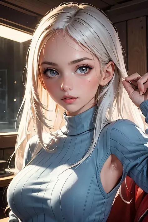 (masterpiece, best quality),1girl, beautiful face, <lora:Concept_ArmpitCutout:1> armpit cutout,  sweater, long hair,