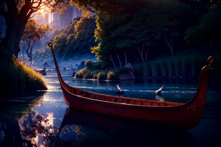 <lora:FantasyRiver:1> ,
((fantri, a boat on a river, forest, blue ocean in the background, skyline, clear sky, birds, Gondola boat)):1.22,
BREAK soft light, cinematic lighting, detailed(shadow, glow),
BREAK <lora:add_detail:0.45>, extremely detailed, CG, finely detailed, (masterpiece, best quality):2.0, ((photorealistic:1.15)),