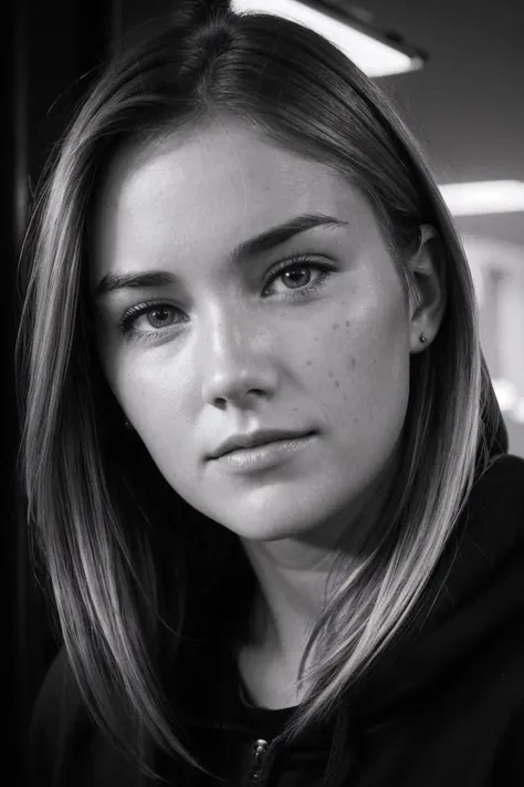 photo of J3w3ll_HM-130, a woman, perfect hair, (modern photo), wearing hoodie and jeans, 50mm short telephoto, (analog, cinematic, film grain:1.3), Mars Communication Center, Hub for interplanetary communication with advanced satellite arrays and antennas., detailed eyes, professional pose, (epiCPhoto), (looking at viewer:1.1), (cinematic shot:1.3), (natural style lighting), <lora:add_detail:0.5>