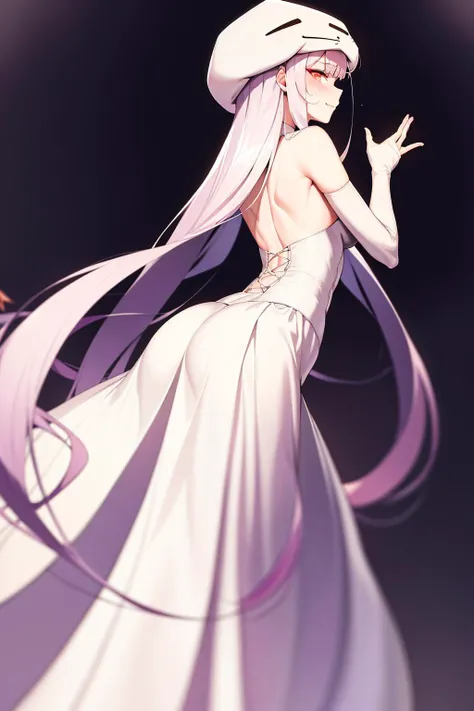 absurdres, best quality, 1girl, solo, <lora:Ghast:0.8>, Ghast-chan, long dress, white dress