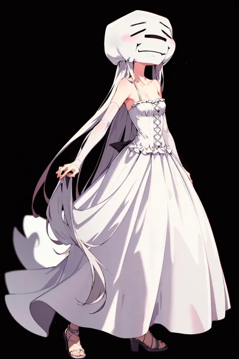 absurdres, best quality, 1girl, solo, <lora:Ghast:0.8>, Ghast-chan, long dress, white dress