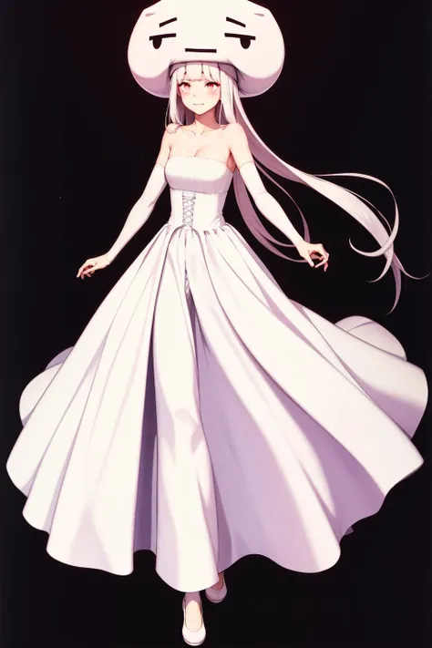absurdres, best quality, 1girl, solo, <lora:Ghast:0.8>, Ghast-chan, long dress, white dress