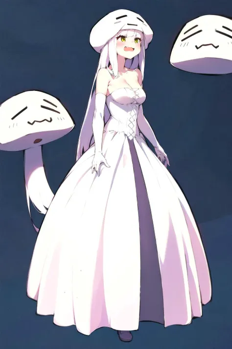 absurdres, best quality, 1girl, solo, <lora:Ghast:0.8>, Ghast-chan, long dress, white dress